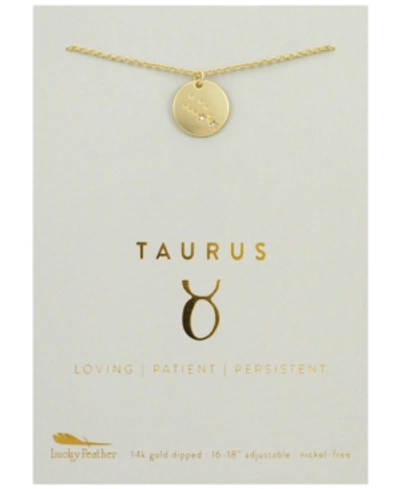 Lucky Feather Zodiac Gold-tone Charm Necklace, Taurus In Grey