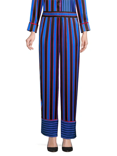 Alice And Olivia Women's Benny Striped Silk Pajama Pants In Tricolor