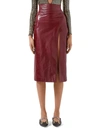 GUCCI WOMEN'S SHINY LEATHER MIDI SKIRT,0400012186238