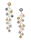 ASSAEL FALL BRANCHES 18K ROSE GOLD, 9-14MM PEARL & DIAMOND CLIP-ON LINEAR EARRINGS,400013070124