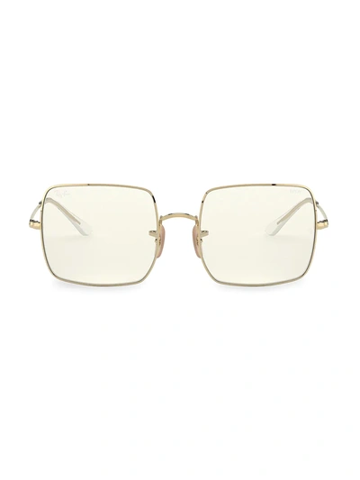 Ray Ban Ray-ban Womens Gold Rb1971 Everglasses Square 1971 Clear Evolve Square-frame Metal Sunglasses In Glänzendes Gold