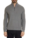 Robert Graham The Vasa Quarter-zip Mockneck Sweater In Medium Grey