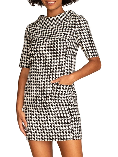 Trina Turk Maleko Houndstooth Short-sleeve Dress In Black Winter - Main Image