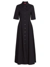 Staud Joan Collared Maxi Shirtdress In Black