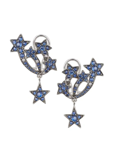 Stéfère Women's Star 18k White Gold, Blue Sapphire & Diamond Drop Earrings