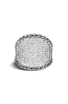 John Hardy Classic Chain Silver Diamond Pave Saddle Ring In Silver