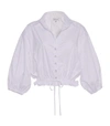 Cara Cara Embroidered Drawstring-waist Blouse In White