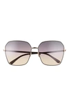 Tom Ford 62mm Claudia Square Sunglasses In Shiny Black/ Smoke Gradient