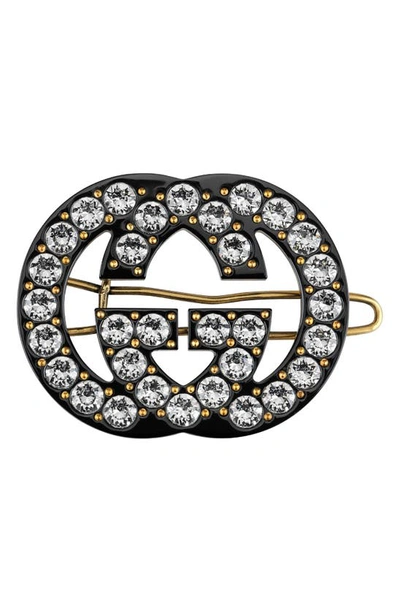 Gucci Crystal Interlocking G Hair Clip In Undefined