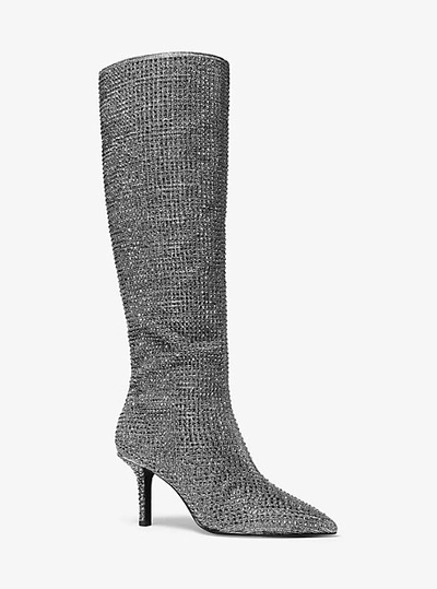 Michael Kors Katerina Crystal-embellished Knee-high Boot In Silver