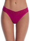 Hanky Panky Dream Lace Trim Modal Original Rise Thong In Pink Ruby