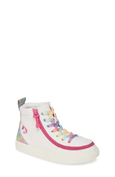 Billy Footwear Kids' Classic Lace High Top Sneaker In White Rainbow