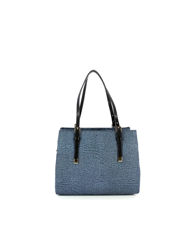 Borbonese Blue Medium Shoulder Bag W/strap