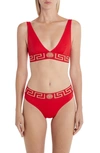 Versace Swim Bikini Lycra Vita Recycled New Logo Top A1203-red