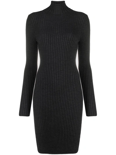 Wolford Ribbed-knit Wool And Cotton Minidress In Black