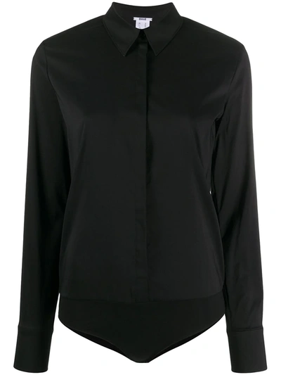 Wolford London Effect Cotton-blend Bodysuit In Black