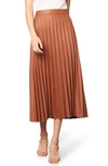 CUPCAKES AND CASHMERE TRINITY FAUX LEATHER PLEATED MIDI SKIRT,CK409528