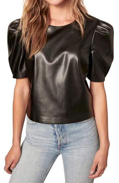 Cupcakes And Cashmere Martine Faux Leather Top In Black