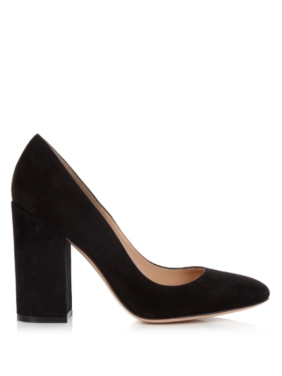 Gianvito Rossi Suede Chunky Heels In Black