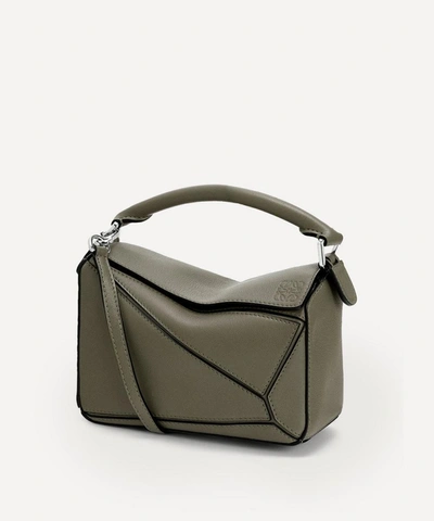 Loewe Women's Mini Puzzle Leather Shoulder Bag In Green