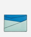 Loewe Puzzle Plain Calfskin Leather Cardholder In Mint/multicolour