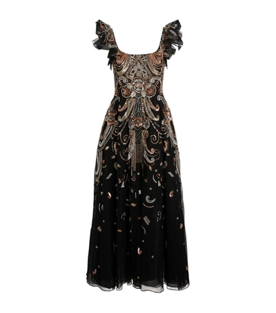 Zuhair Murad Baker Sleeveless Embellished Midi Dress In Black