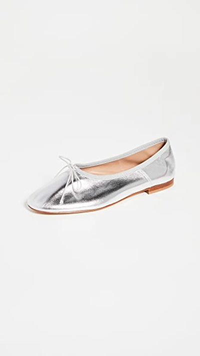 Mansur Gavriel Dream Ballerina Almond-toe Leather Ballet Flats In Silver