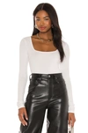 Vince Square-neck Long-sleeve Slim Tee In Off White