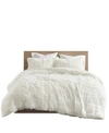 Intelligent Design Malea Shaggy Faux-fur 3-pc. Duvet Cover Set, Full/queen In Natural