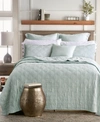 Levtex Washed Linen Relaxed Textured Quilt, King In Aqua