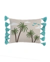 HOMTHREADS BEACH DAYS PALM TASSEL PILLOW, 14" X 18"