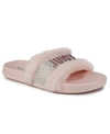 Juicy Couture Women's Steady Faux Fur Sandal Slide Women's Shoes In Pink
