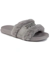 Juicy Couture Women's Steady Faux Fur Sandal Slide Women's Shoes In Gray