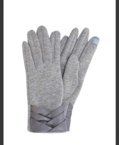 Marcus Adler Women's Pleated Cuff Jersey Touchscreen Gloves In Grey