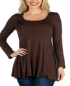 24SEVEN COMFORT APPAREL WOMEN'S LONG SLEEVE SWING STYLE FLARED TUNIC TOP