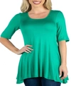 24SEVEN COMFORT APPAREL WOMEN'S ELBOW SLEEVE SWING TUNIC TOP