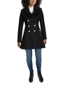 GUESS WOMEN'S FAUX FUR COLLAR DOUBLE BREASTED SKIRTED COAT
