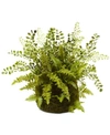 NEARLY NATURAL MIXED FERN WITH TWIG & MOSS BASKET