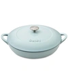 Denby Heritage Pavilion Cast Iron 4 Qt. Shallow Covered Casserole In Blue
