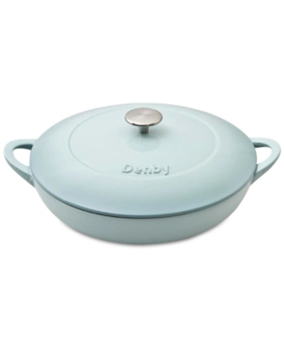DENBY HERITAGE PAVILION CAST IRON SHALLOW COVERED CASSEROLE, 4 QT.