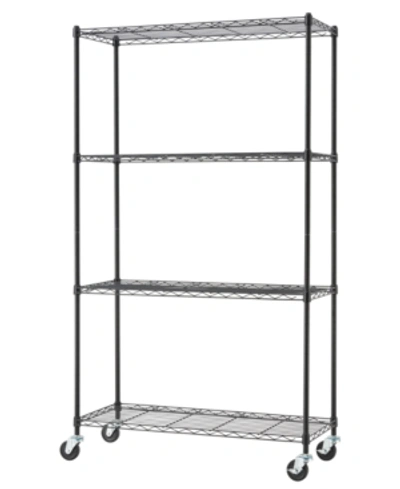 Trinity Basics 4-tier Wire Shelving Rack Nsf Includes Wheels In Black