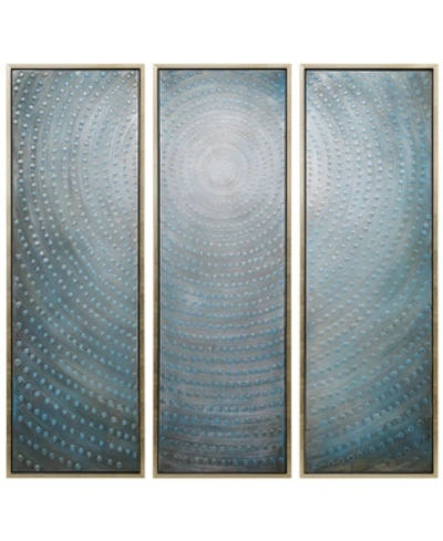 Empire Art Direct Concentric 3-piece Textured Metallic Hand Painted Wall Art Set By Martin Edwards, 60" X 20" X 1.5" In Blue