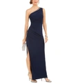 ADRIANNA PAPELL PETITE ONE-SHOULDER JERSEY GOWN