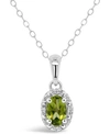 Macy's Gemstone And Diamond Accent Pendant Necklace In Sterling Silver In Peridot
