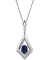 Macy's Blue Sapphire (1 Ct. T.w.) & Diamond Accent 18" Pendant Necklace In Sterling Silver (also In Emerald In Sapphire