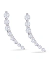 Macy's Cubic Zirconia Ear Climber Earrings In Silver Plate, Rose Gold Plate Or Gold Plate In Silver