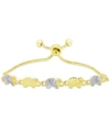 Macy's Diamond Accent Elephant Adjustable Bolo Bracelet In Silver Plate In Gold