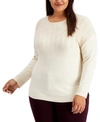 ALFANI PLUS SIZE SPARKLE LIGHTWEIGHT LONG-SLEEVE SWEATER, CREATED FOR MACY'S