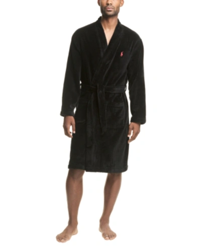 Polo Ralph Lauren Polar Fleece Plush Robe In Black