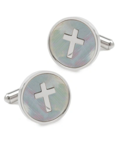 Ox & Bull Trading Co. Men's Cross Mother Of Pearl Stainless Steel Cufflinks In White